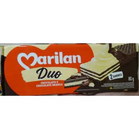 Biscoito Mirilan 80G Wafer Recheado Chocolate e Chocolate  Branco