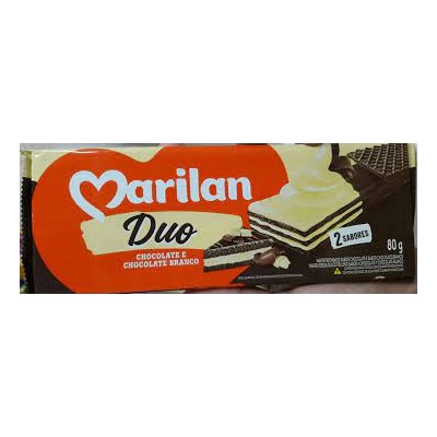 Biscoito Mirilan 80G Wafer Recheado Chocolate e Chocolate  Branco