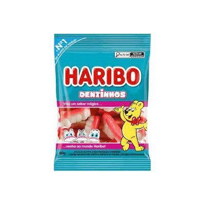 Bala Gelatina Haribo 80G Dentinhos