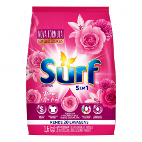 Lava Roupa Pó Surf 1,6Kg Rosas Flor Sache