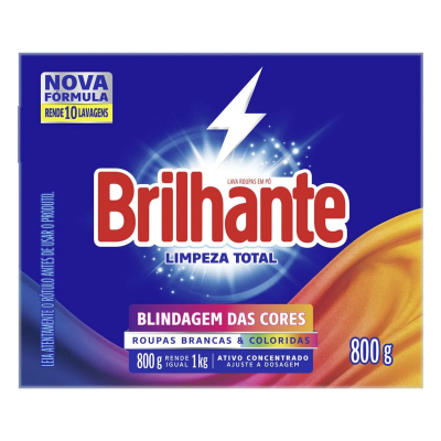 Lava Roupa Pó Brilhante 800G Limpeza Total Caixa