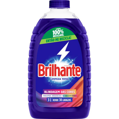 Lava Roupa Líquido Brilhante 3L limpeza Total