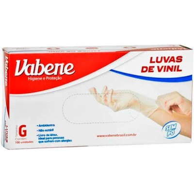 Luva Vabene Viniflex Tamanho G Com 100 Unidades Sem pó