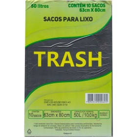 Saco de Lixo Trash 50L 10 Unidades
