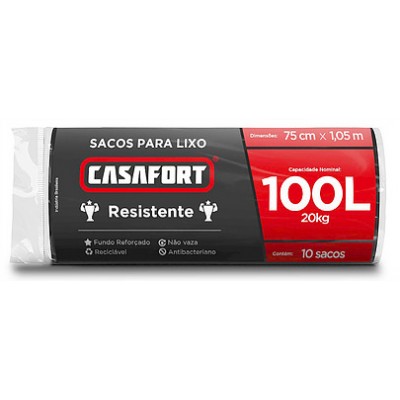 Saco Lixo Casa Fort 100L 10 Unidades Preto