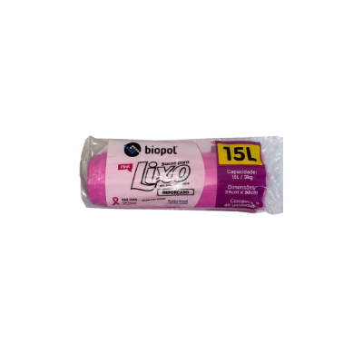 Saco Lixo Biopol 15L 40 Unidades Pink