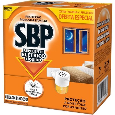 Inseticida SBP Elétrico 35ML Refil + Aparelho 45 Noites