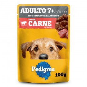 Ração Pedigree 100G Carne Molho 7 Anos + Sachê