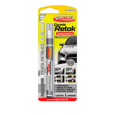 Caneta Luxcar Retok Automotiva Prata Met