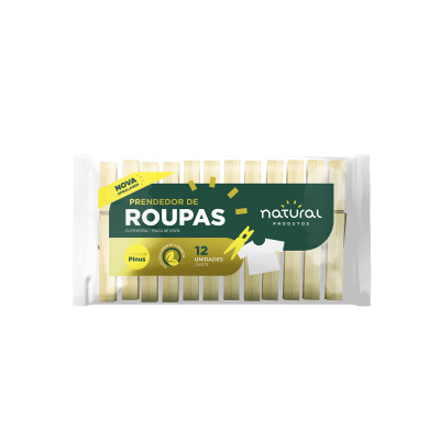 Prendedor Natural Roupa 12UN Mad.