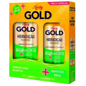 Kit Niely Gold  Sh + Cond. Àgua Coco + Extrato Babosa