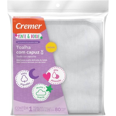 Toalha Capuz Cremer 90X75CM Pint./Bord