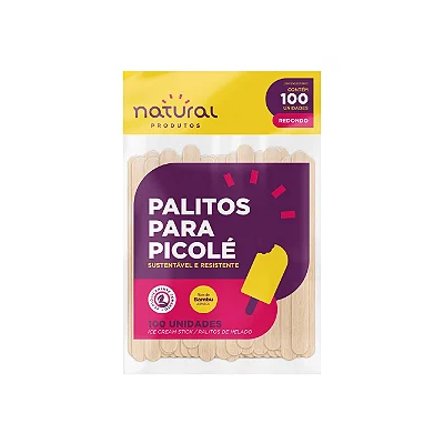 Palito Natural Picole Bambu 100UN