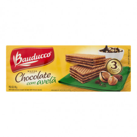 Biscoito Wafer Com Recheio De Creme De Chocolate Com Avelã Bauducco Pacote 140G