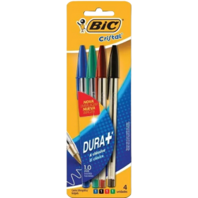 Caneta Bic Cristal AZ/VD/PT/VM 4UN