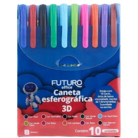 Caneta Futuro Esfero 3D Estojo 10UN