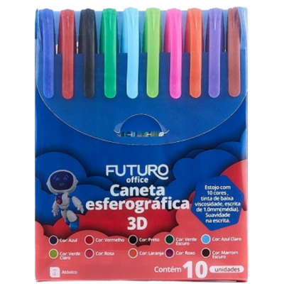 Caneta Futuro Esfero 3D Estojo 10UN