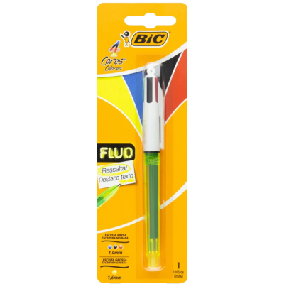 Caneta Bic 4Cores Fluo AZ/VM/AM/VD