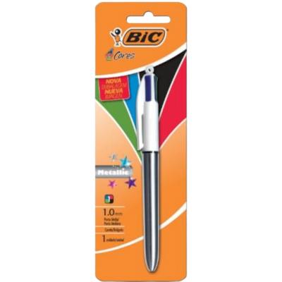 Caneta Bic 4Cores Metallic Prata