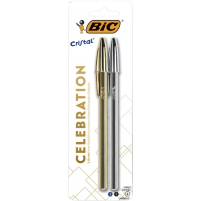 Caneta Bic Cristal Celeb 2UN Drd/Prata