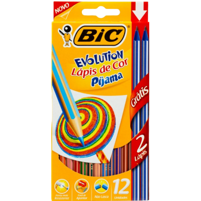 Lapis Bic Evol Pijamas 12Cores/2Lapis Pt