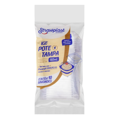 Pote Descartavel Strawplast 180ML Tampa 10 und