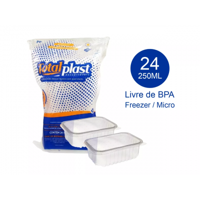 Kit Pote Tampa Totalplast 250ML Retangular 24 und