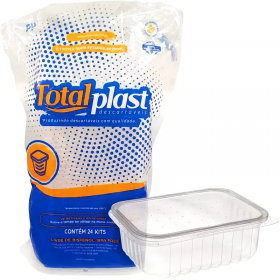 Kit Pote Tampa Totalplast 500ML Retangular 24 und