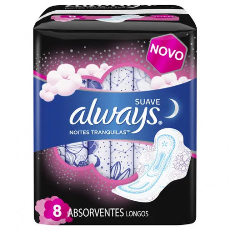 Absorvente Com Abas Suave Always Noites Tranquilas Pacote Leve 8 Pague 7 Unidades