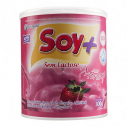 Alimento A Base De Soja Em Po Morango Zero Lactose Soy+ Lata 300G