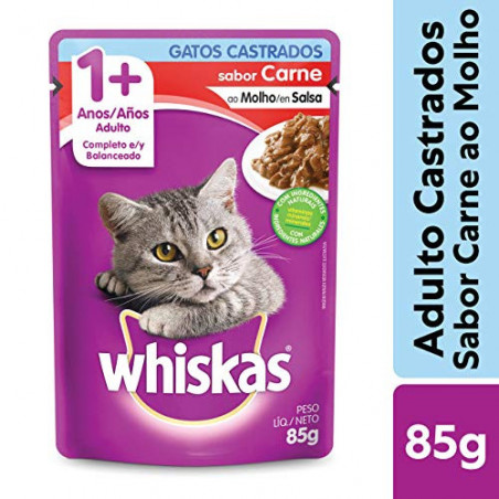 Ração Whiskas 85G Castrados Carne Sache