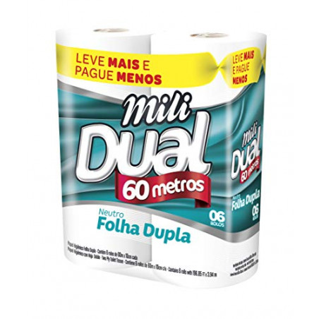 Papel Higiênico Mili Dual 6Un 60M F.Dupla Neut