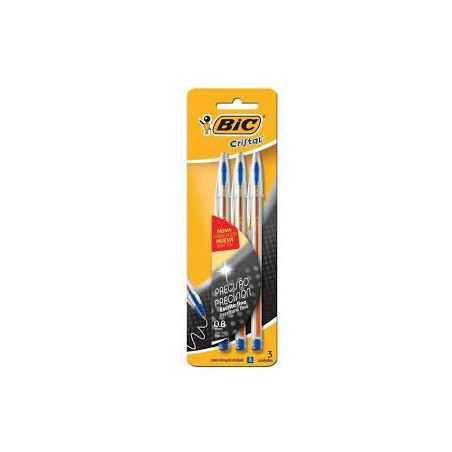 Caneta Bic Cristal Az.Fina 3Un